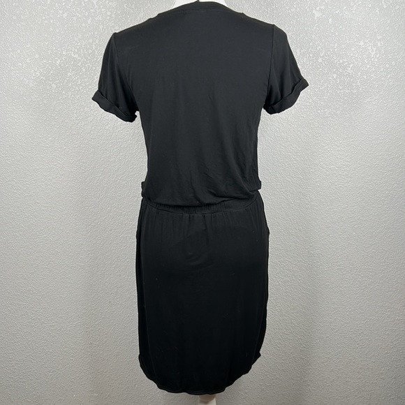 32 Cool Black T-Shirt Drawstring Waist Midi Dress Size Small - Picture 5 of 7